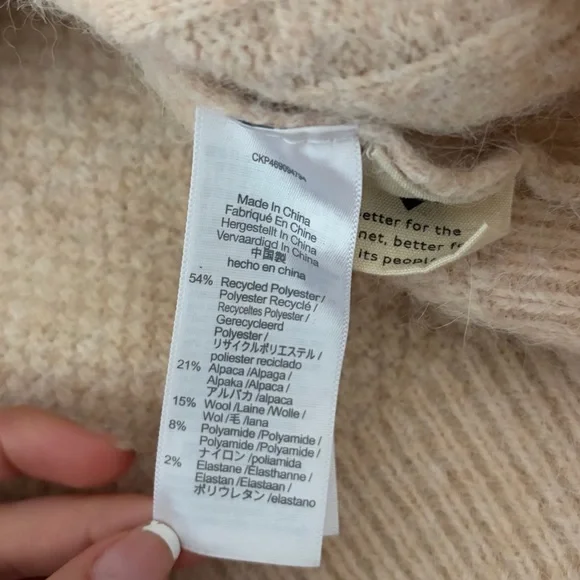 Madewell Cable Havener Pullover Sweater Boxy Beige Alpaca Wool Blend Size Medium - Picture 6 of 6